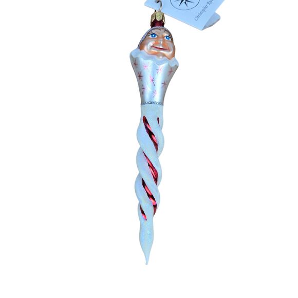 NWT Christopher Radko Jack Frost Icicle Ornament Red White Twist 6" - Picture 3 of 9